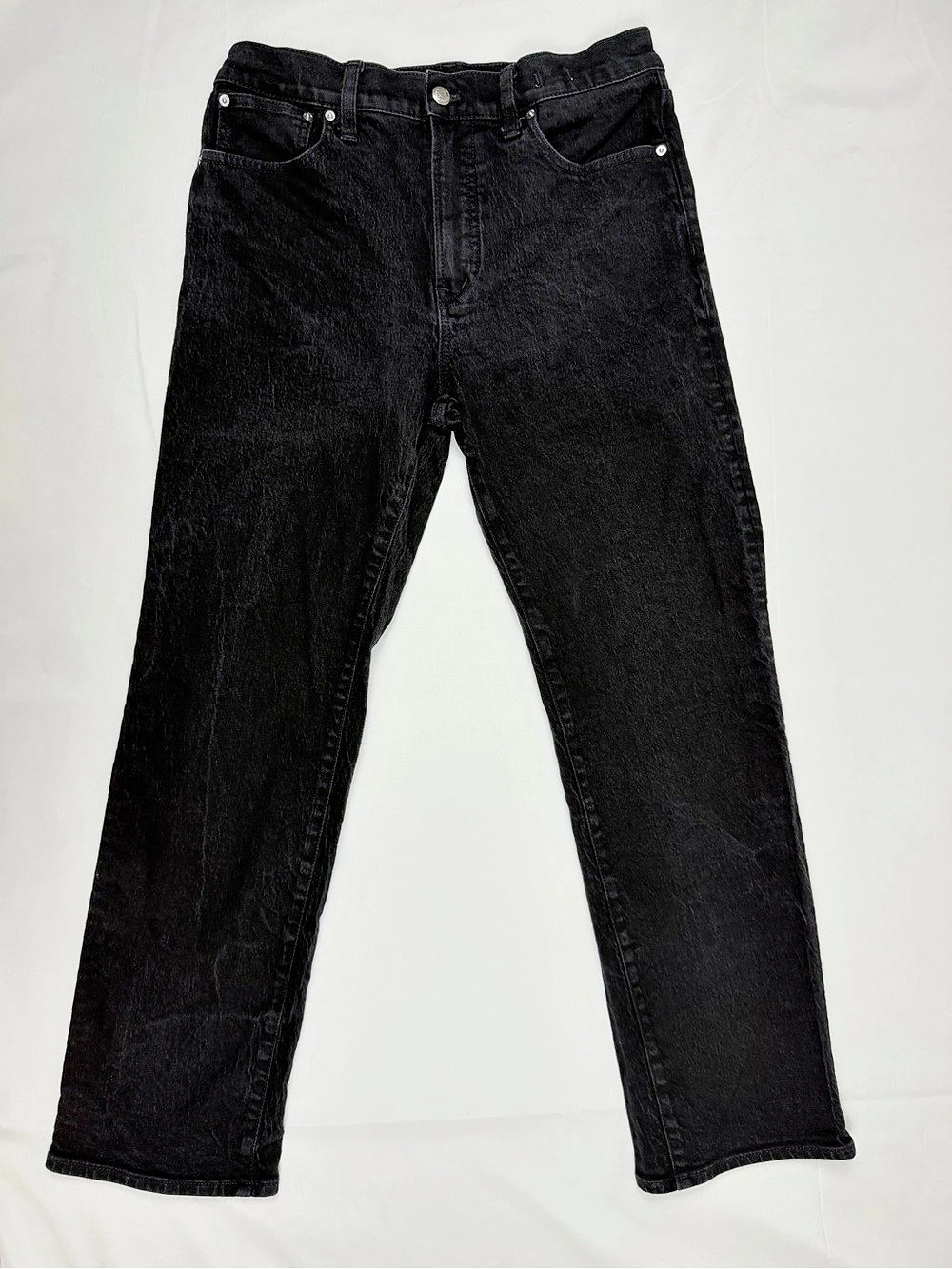 Madewell The Longline Straight Jeans 28 Black High Rise 90s Denim